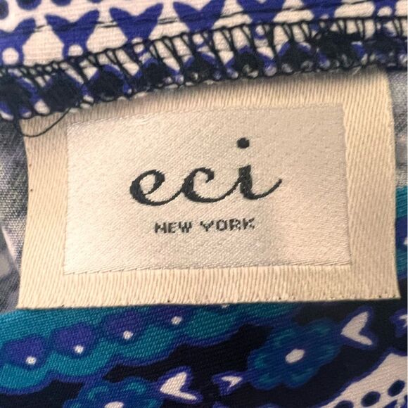 New ECI Blue Black Dress XXL Stretch V Neck Tie Back Office Date Night Church - Picture 5 of 11